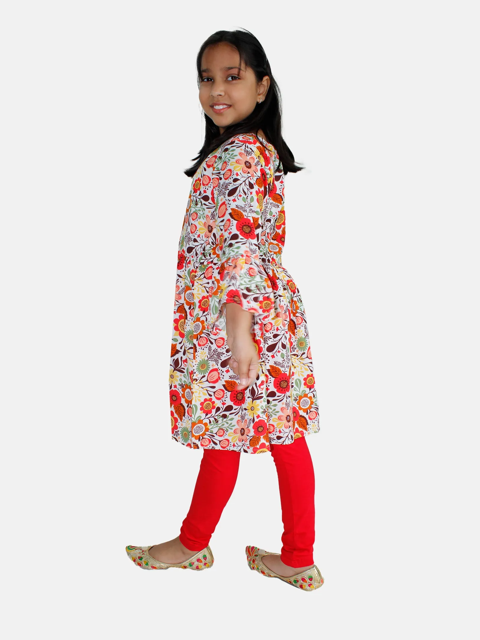 Girls Empire Kurta & Solid Legging Set