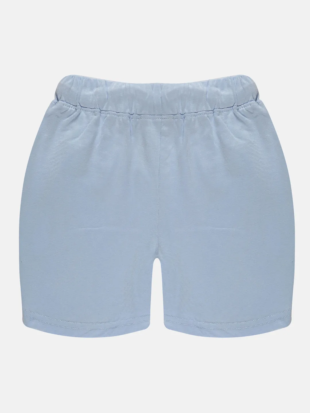 Girls Printed Frill Sleeve Square Neck Tee & Frill Pocket Hot Shorts Set
