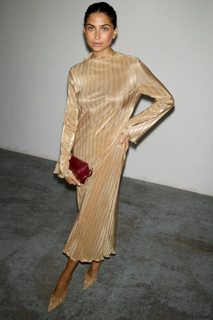 Gold Plisse Sophia Dress