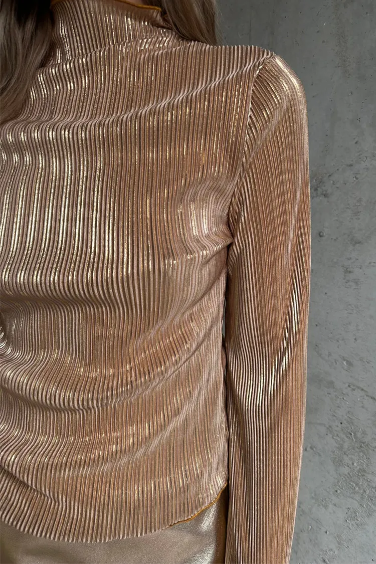 Gold Plisse Top