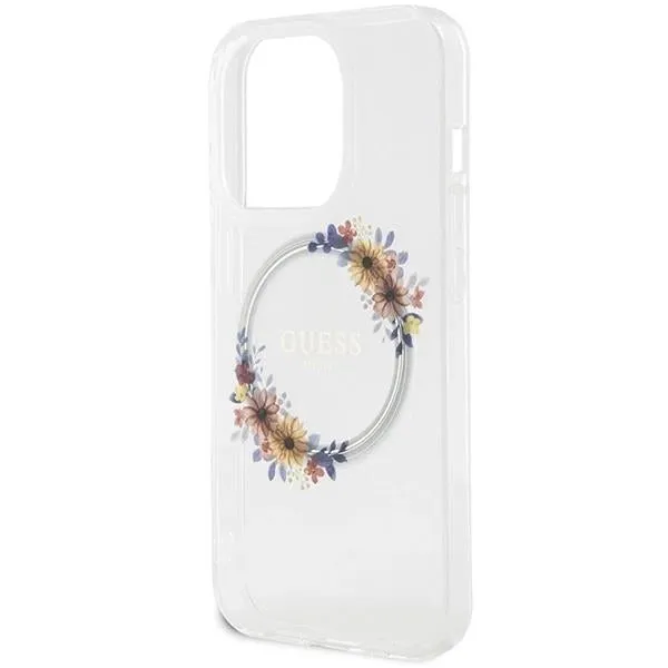 Guess IML Flowers Wreatch with MagSafe Hard Case for iphone 15 Pro Max 6.7" Transparent - GUHMP15XHFWFCT