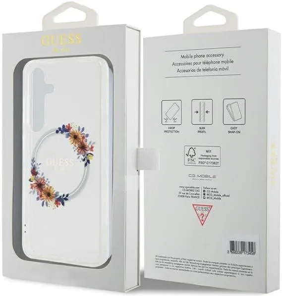 Guess IML Flowers Wreath Hard Case with MagSafe for Samsung Galaxy S24 6.2" Clear - GUHMS24SHFWFCT