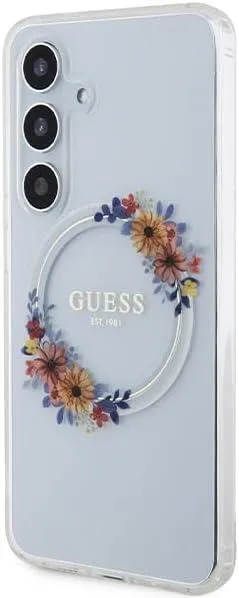 Guess IML Flowers Wreath Hard Case with MagSafe for Samsung Galaxy S24 6.2" Clear - GUHMS24SHFWFCT