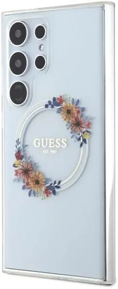 Guess IML Flowers Wreath Hard Case with MagSafe for Samsung Galaxy S24 Ultra 6.8" Clear - GUHMS24LHFWFCT