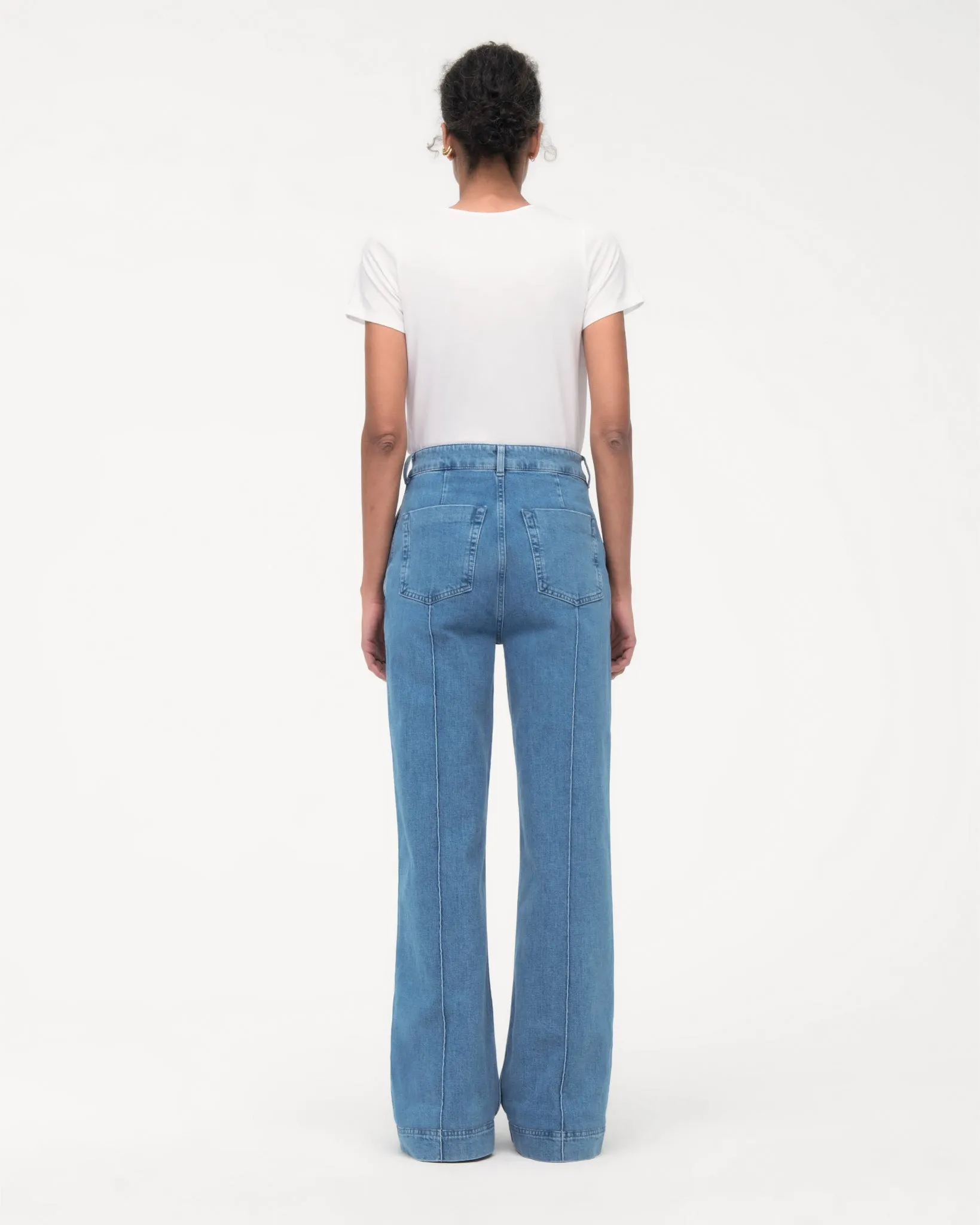 High Waisted Denim Trouser