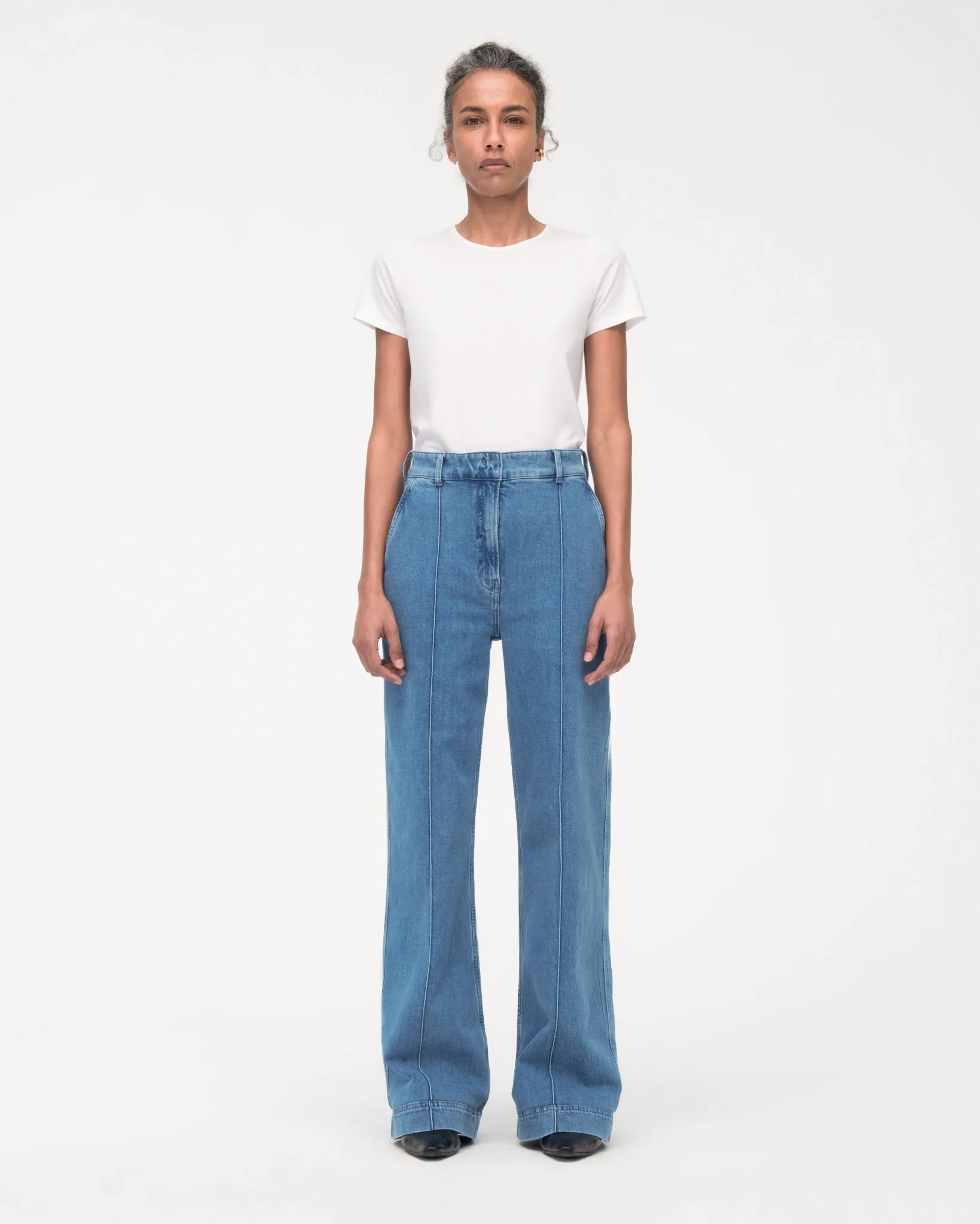High Waisted Denim Trouser