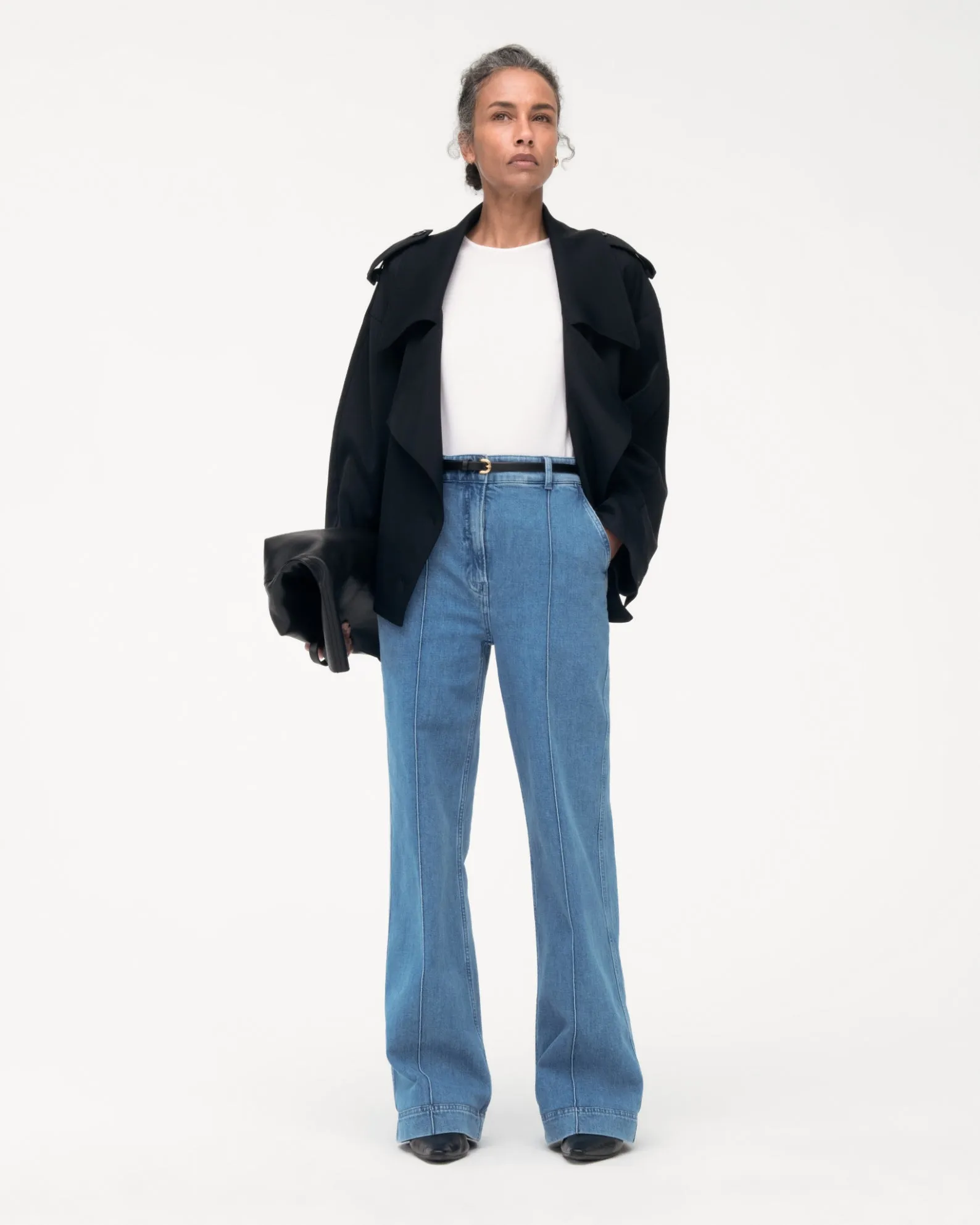 High Waisted Denim Trouser