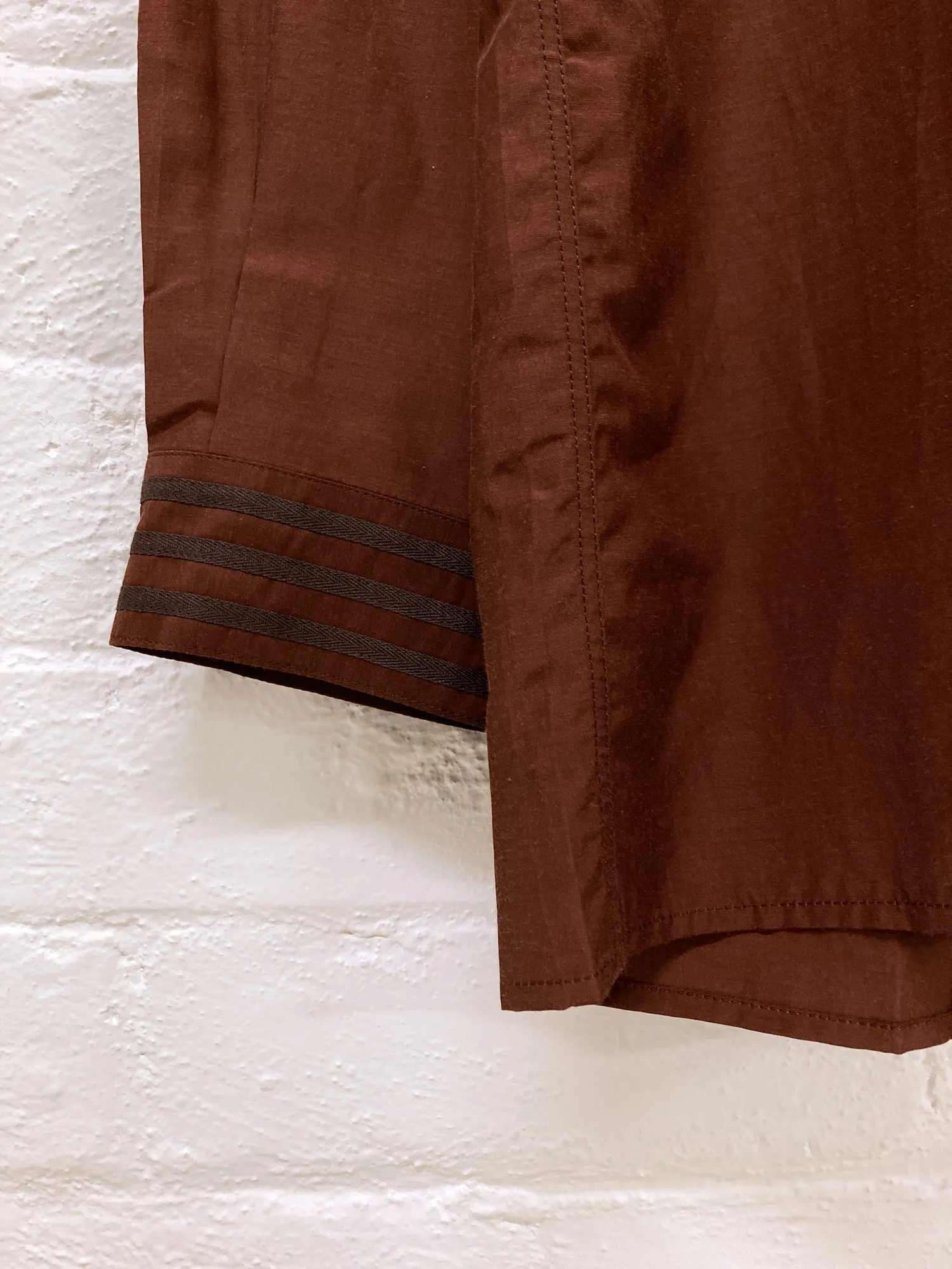 Jean Paul Gaultier Homme 1990s sheeny brown tape detail shirt - size 48