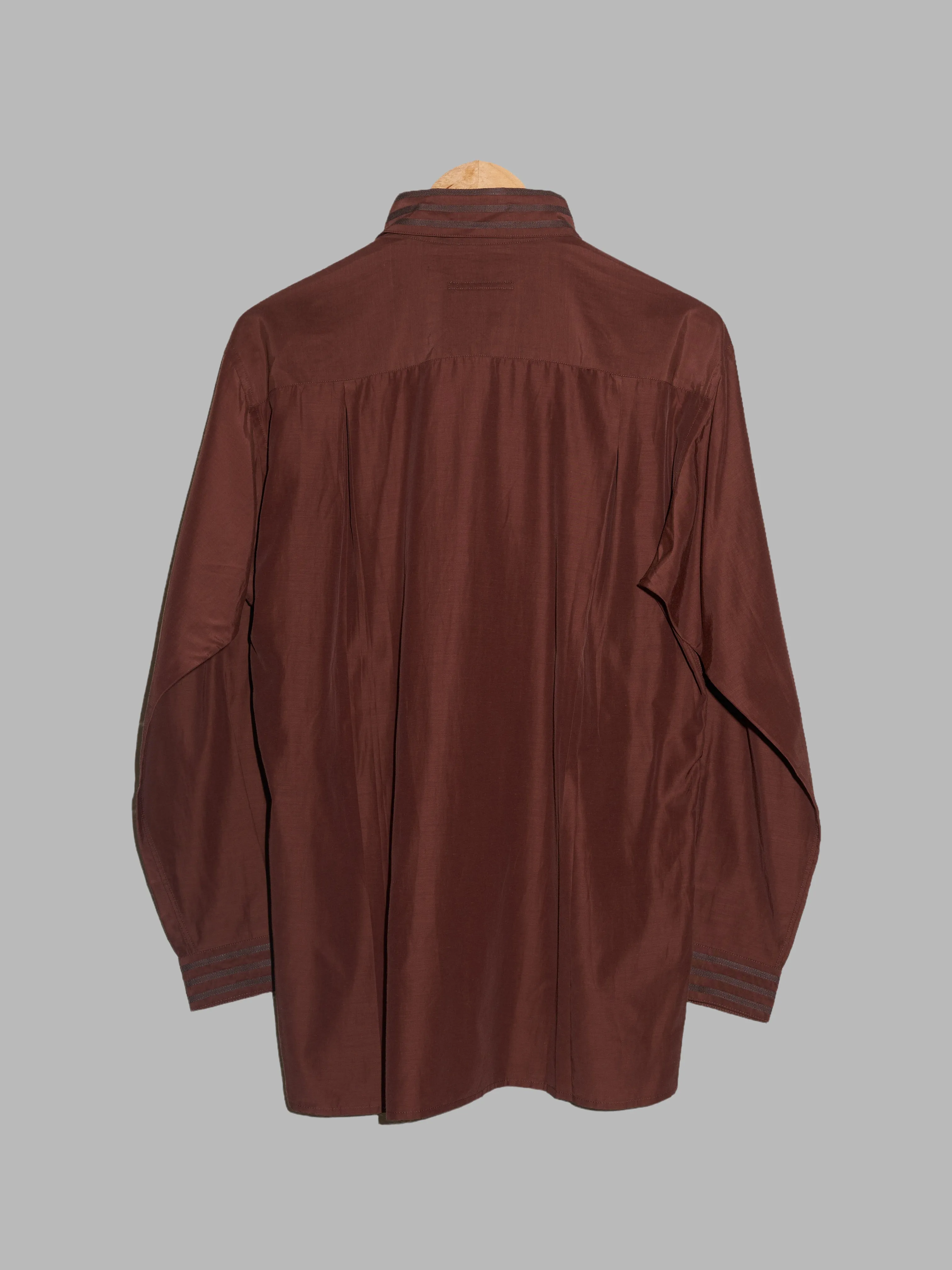 Jean Paul Gaultier Homme 1990s sheeny brown tape detail shirt - size 48