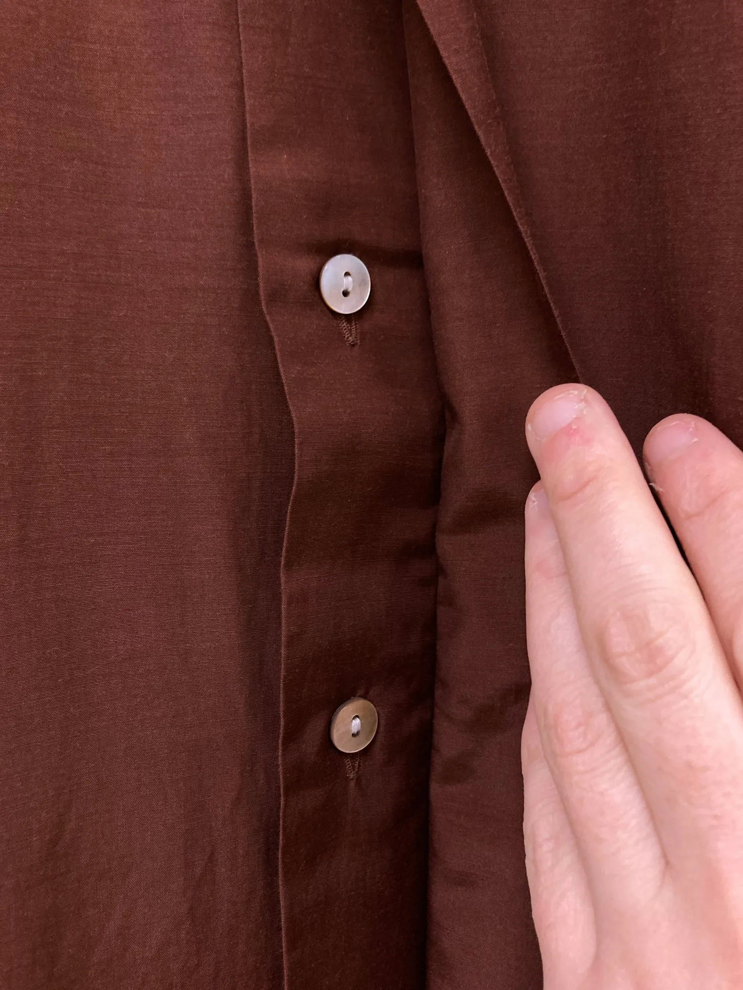 Jean Paul Gaultier Homme 1990s sheeny brown tape detail shirt - size 48