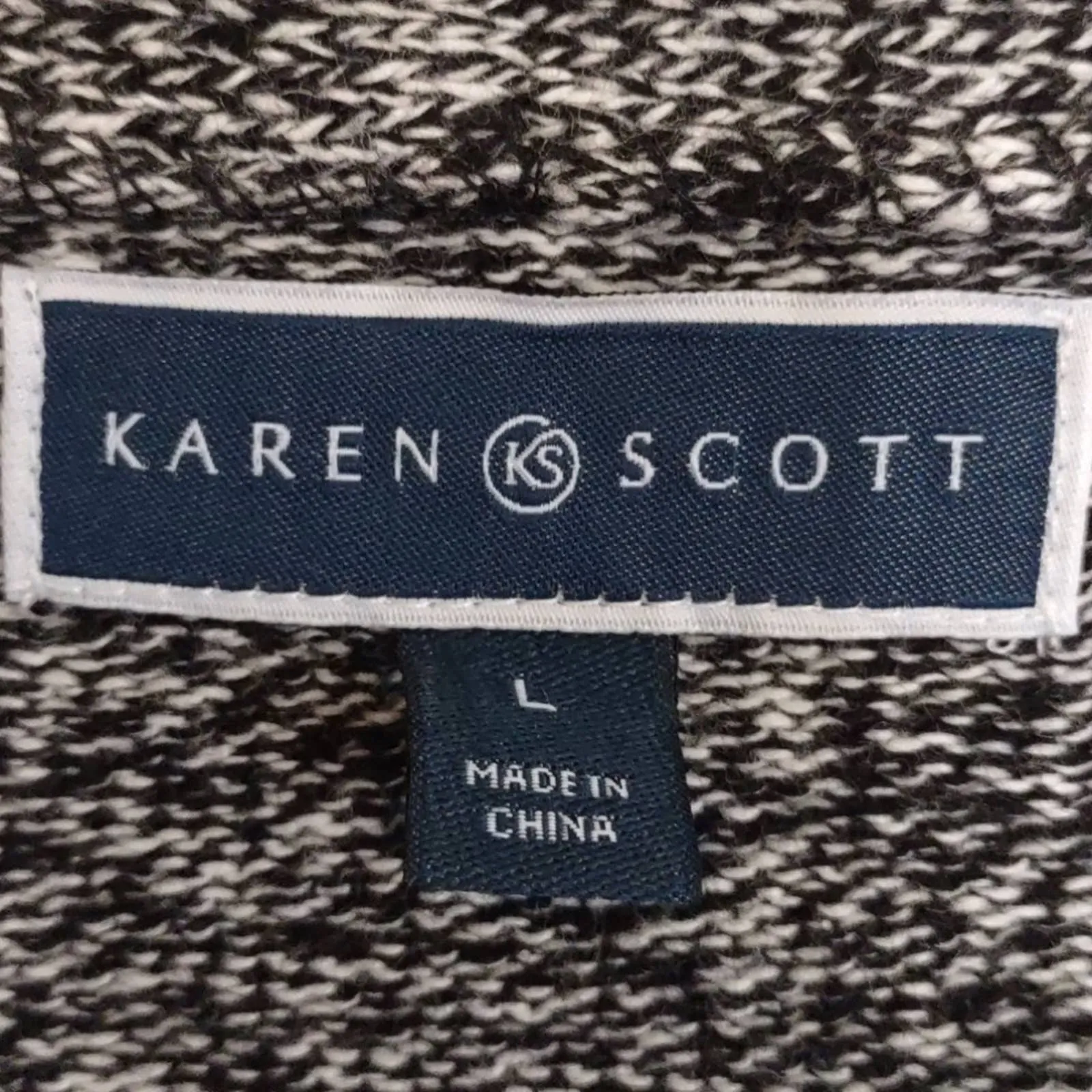 Karen Scott Marled Sweater Vest Large Black White