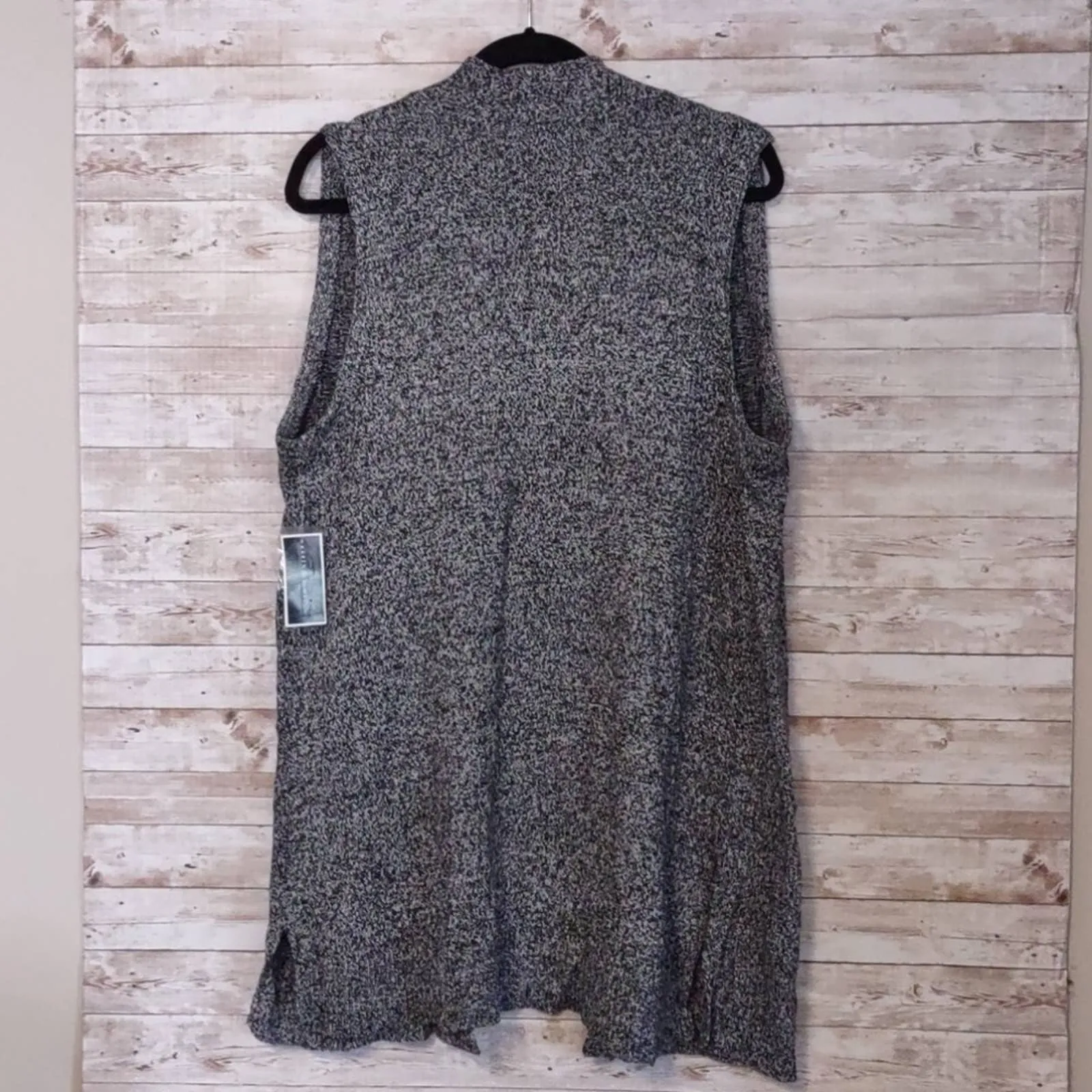 Karen Scott Marled Sweater Vest Large Black White