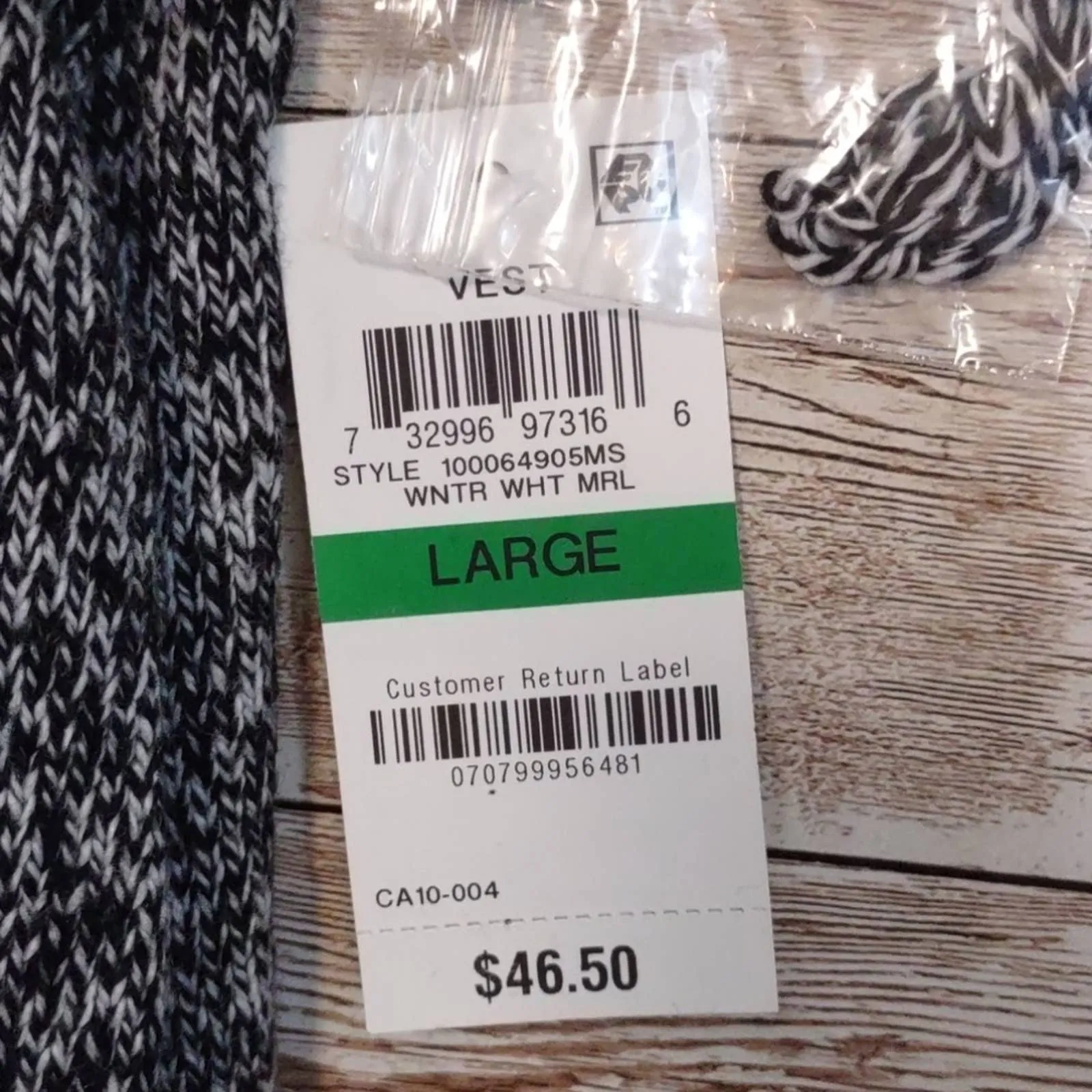 Karen Scott Marled Sweater Vest Large Black White