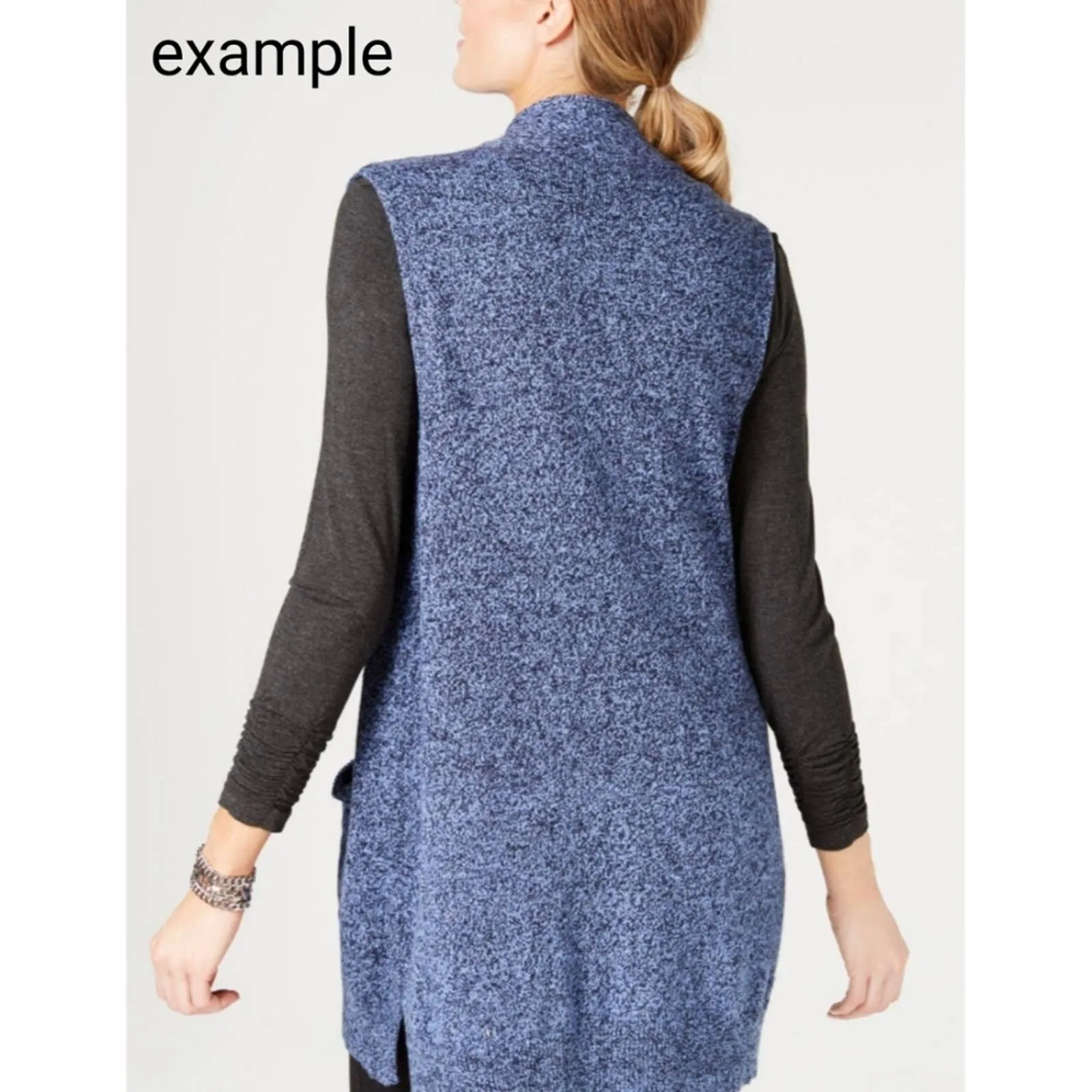 Karen Scott Marled Sweater Vest Large Black White