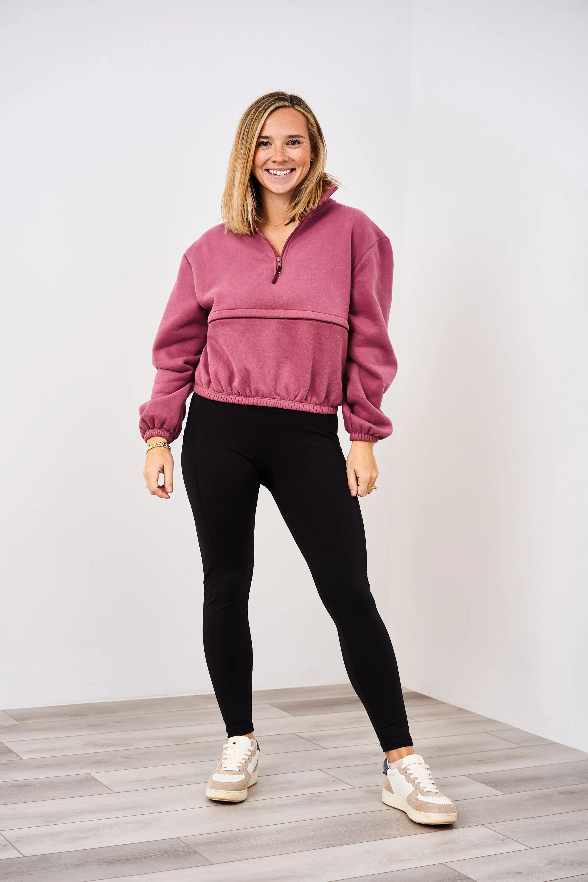 Latched Mama 635 Crop Zip Nursing Pullover