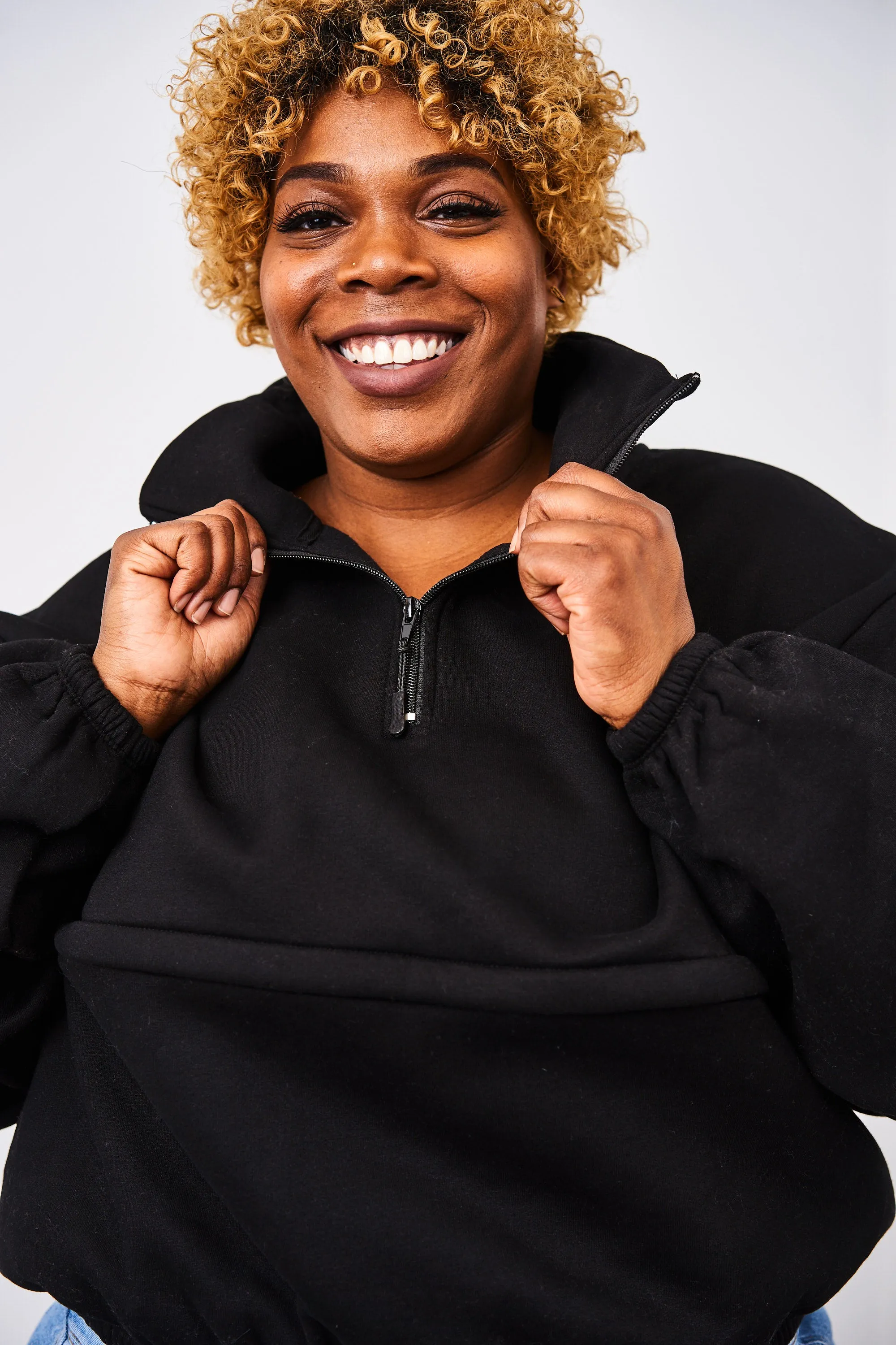 Latched Mama 635 Crop Zip Nursing Pullover
