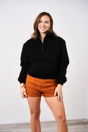 Latched Mama 635 Crop Zip Nursing Pullover