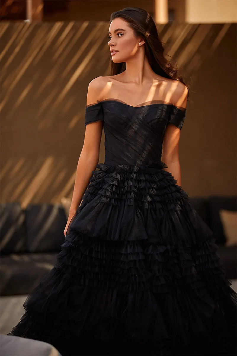 Love You So Off-The-Shoulder Frill-Layered Maxi Dress