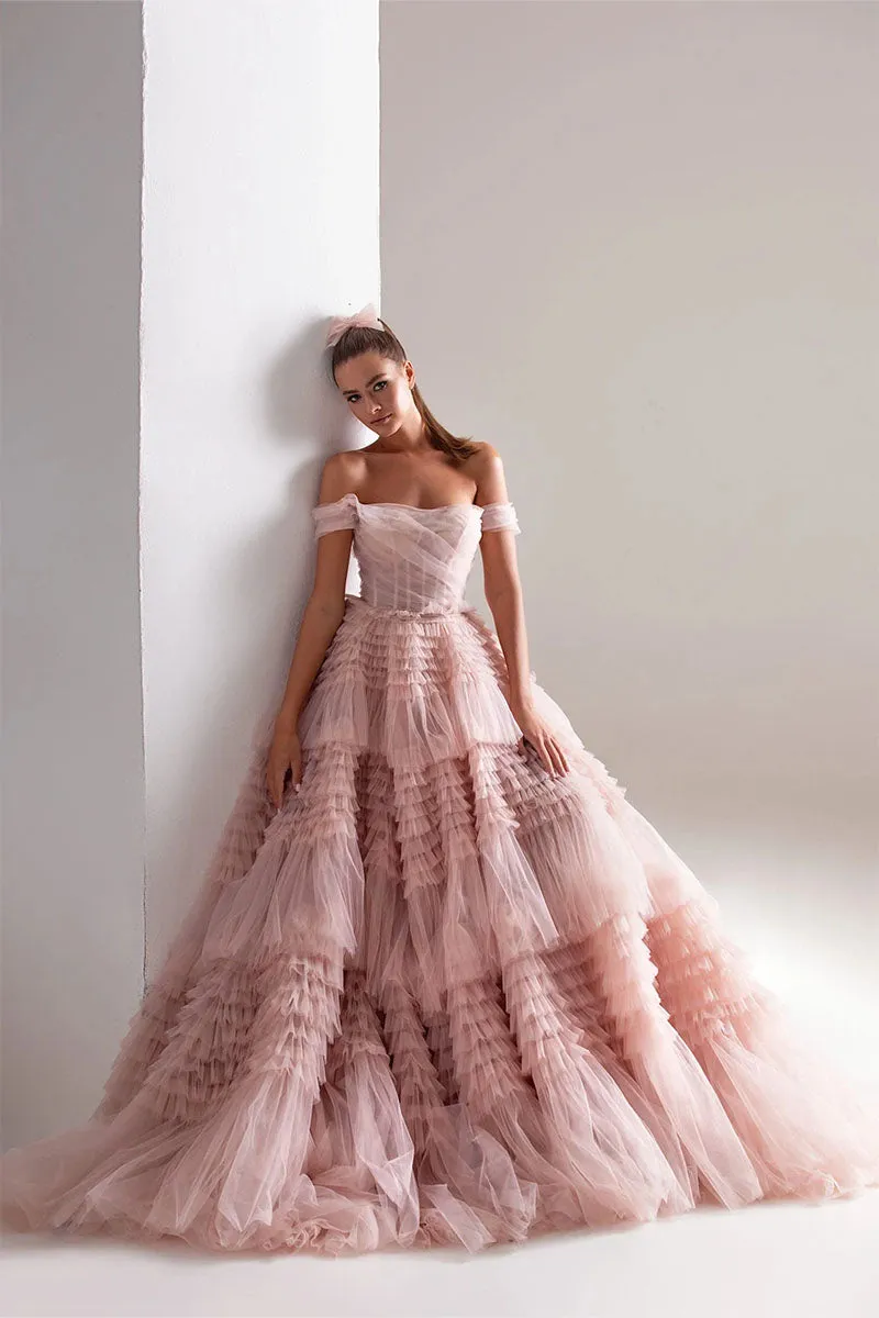 Love You So Off-The-Shoulder Frill-Layered Maxi Dress