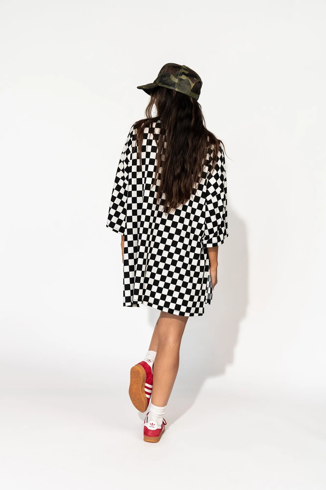 Malone Ribbed Biker Set in Black   White Checkerboard *RESTOCKED*