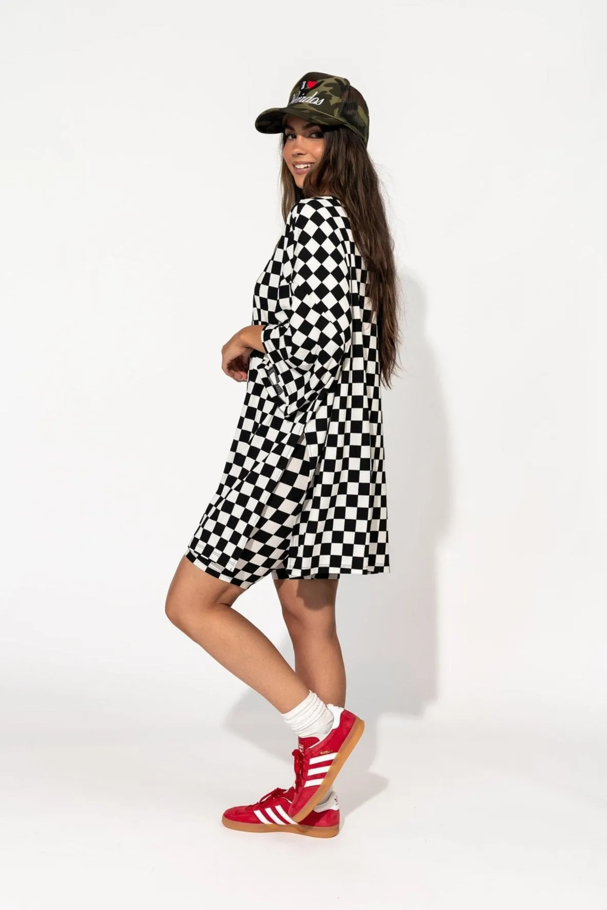 Malone Ribbed Biker Set in Black   White Checkerboard *RESTOCKED*
