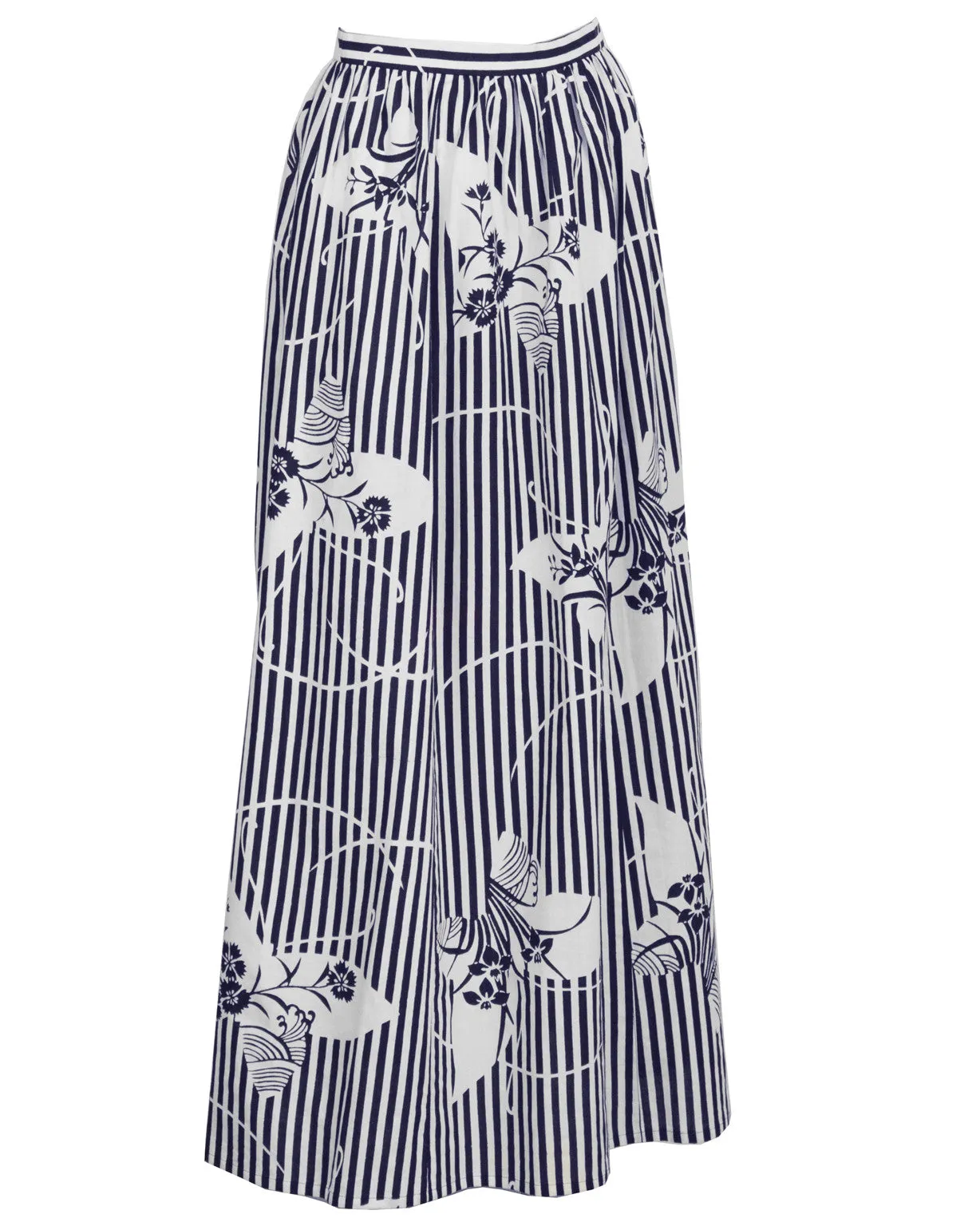 Navy and White Yukata Print Maxi Ensemble