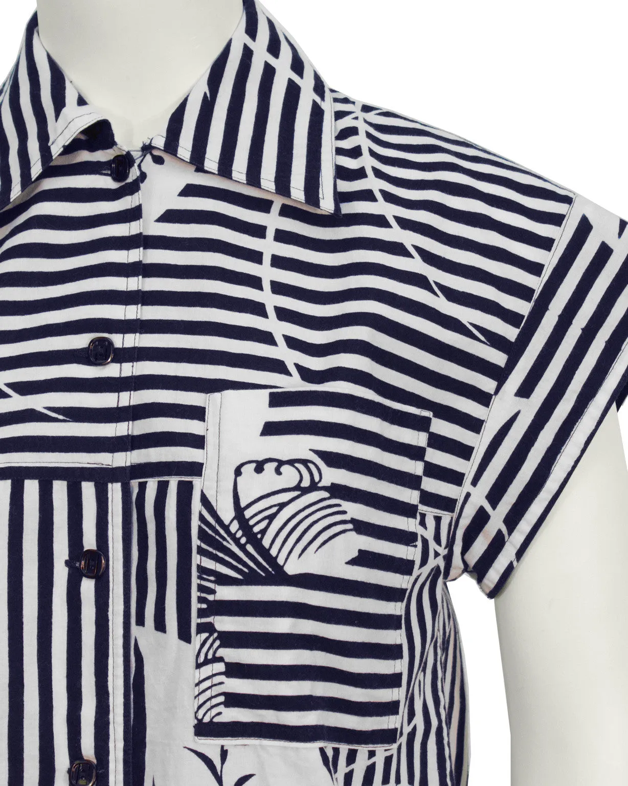 Navy and White Yukata Print Maxi Ensemble