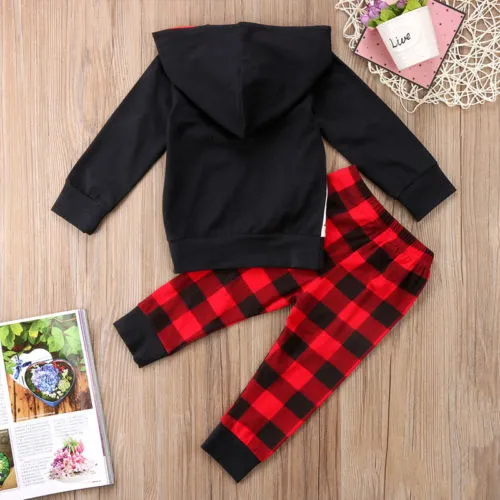 Newborn Toddler Baby Boy Bear Hooded Sweatshirt Tops Pants Outfit Cotton Clothes