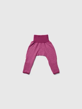 organic merino wool and silk pants in pink/natural stripe - baby/toddler