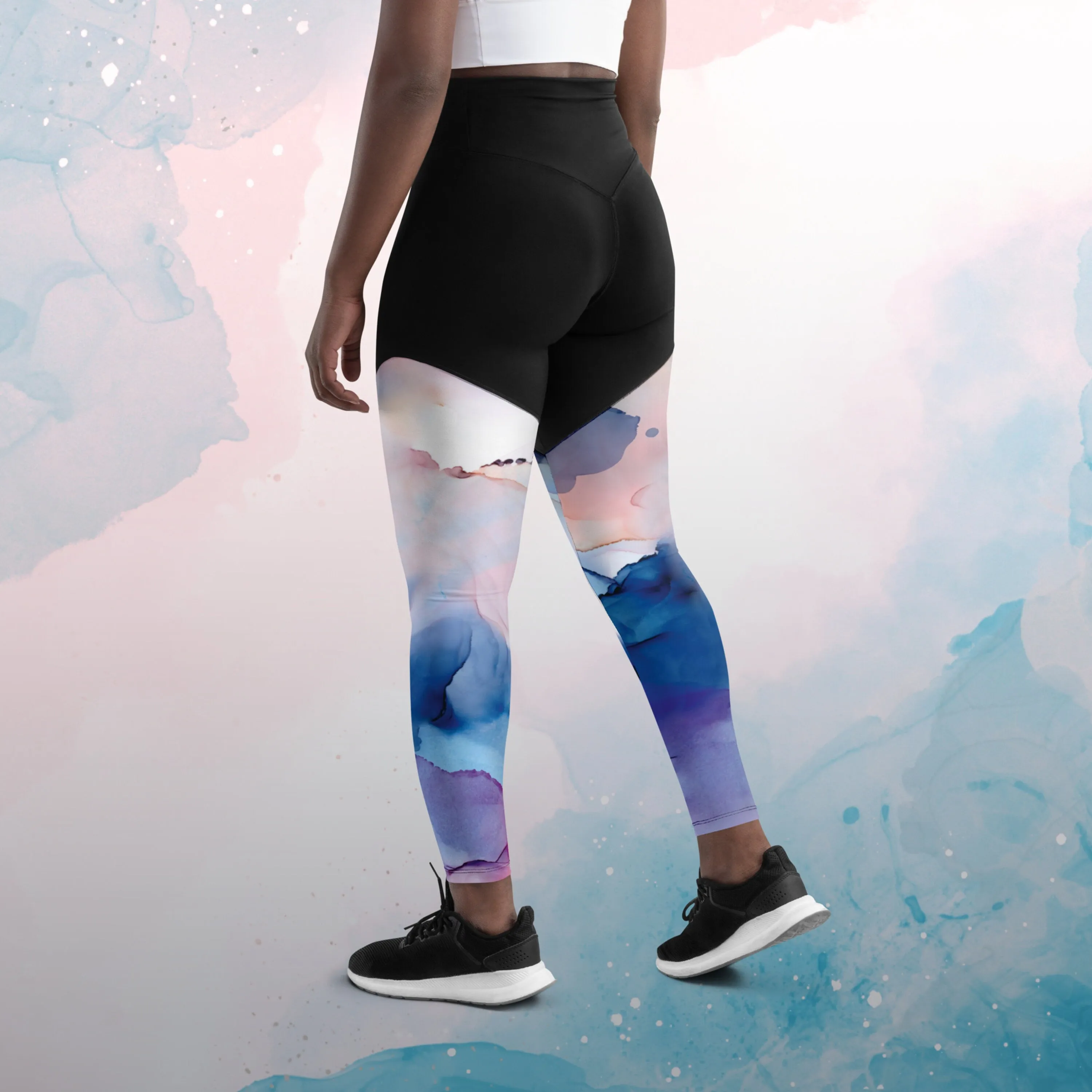 Pastel Marbling Compression Sports Leggings