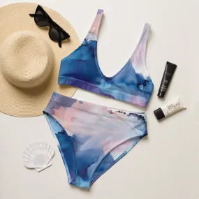 Pastel Marbling Recycled high-waisted bikini