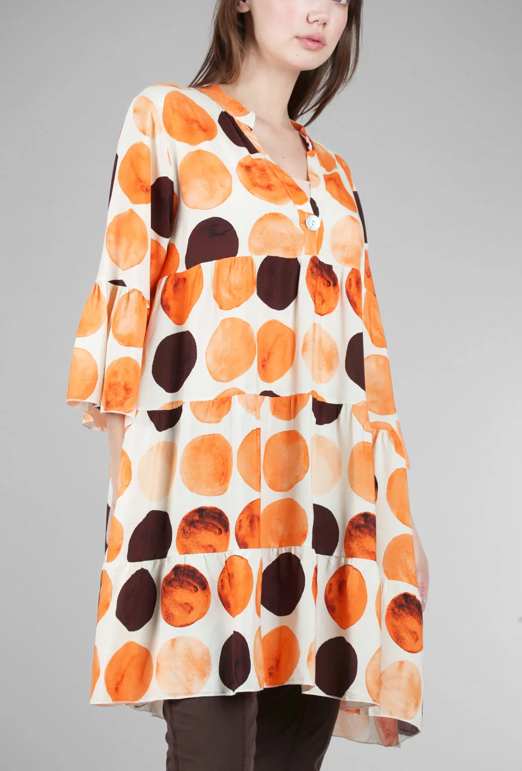 Polka Dots Tiered Dress, Orange