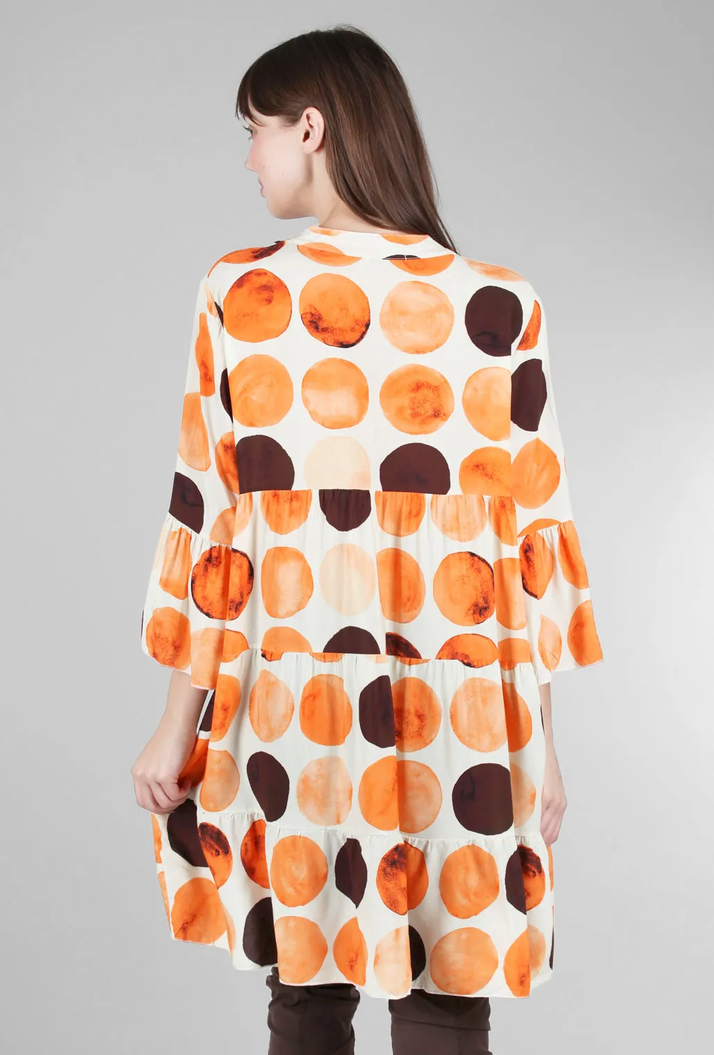 Polka Dots Tiered Dress, Orange