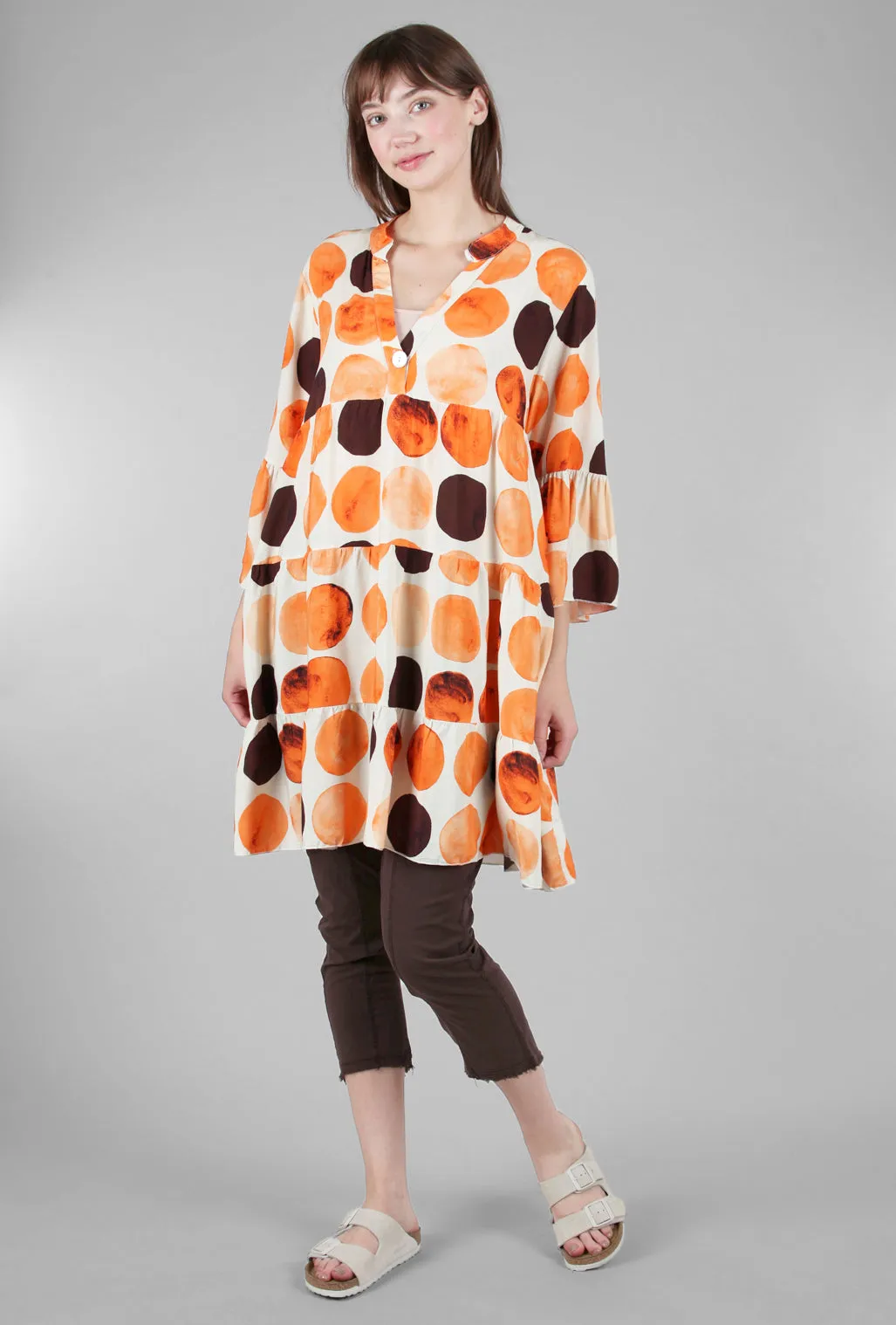 Polka Dots Tiered Dress, Orange