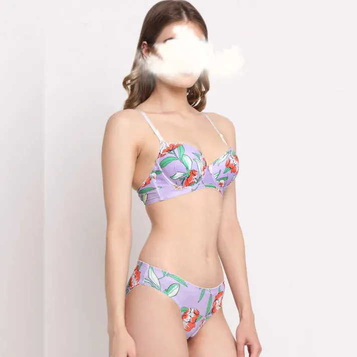 Purple Floral - Bra Set