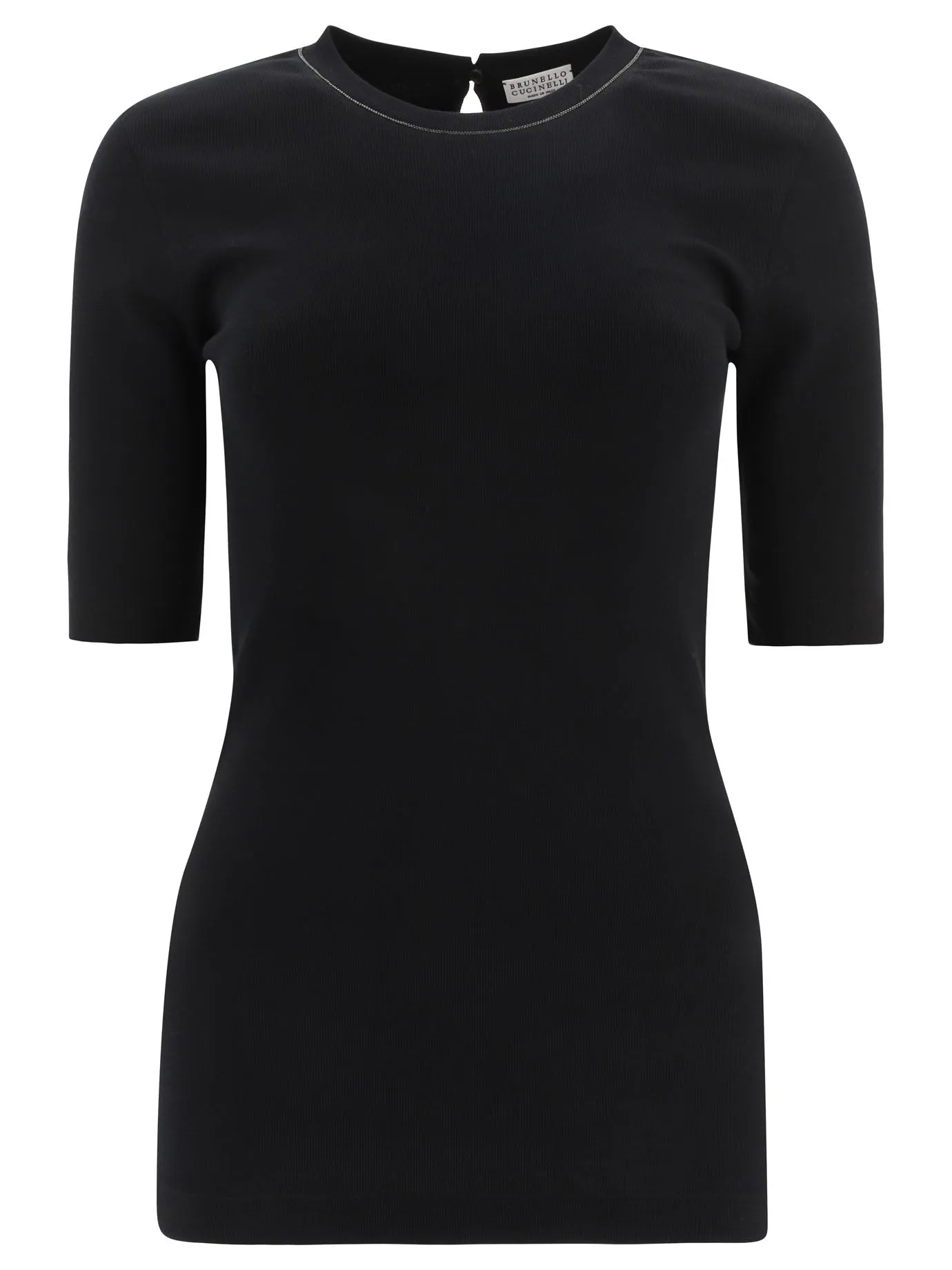 "SHINY COLLAR" RIBBED T-SHIRT