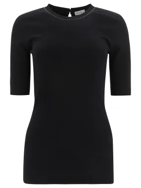 "SHINY COLLAR" RIBBED T-SHIRT