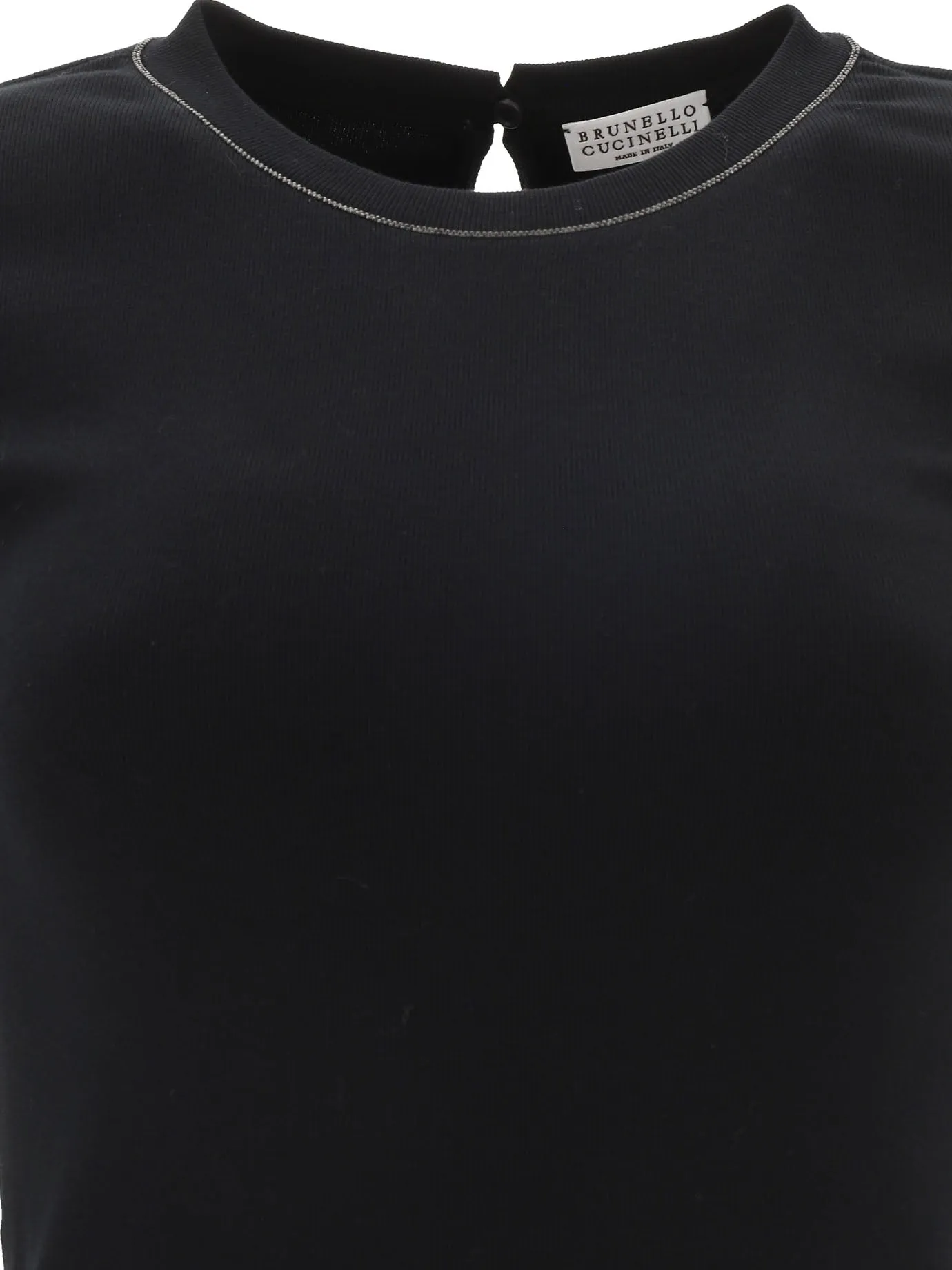 "SHINY COLLAR" RIBBED T-SHIRT