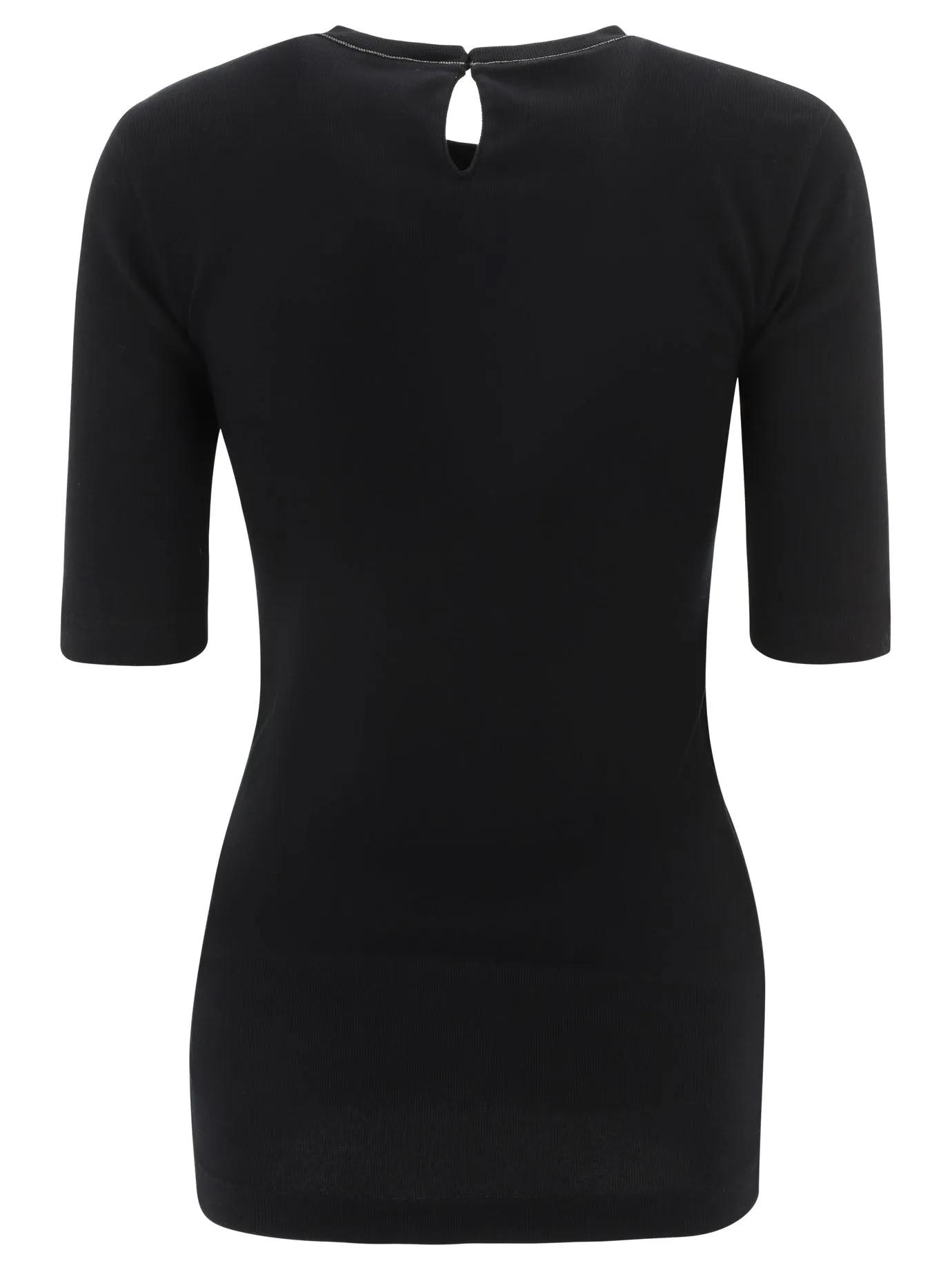"SHINY COLLAR" RIBBED T-SHIRT