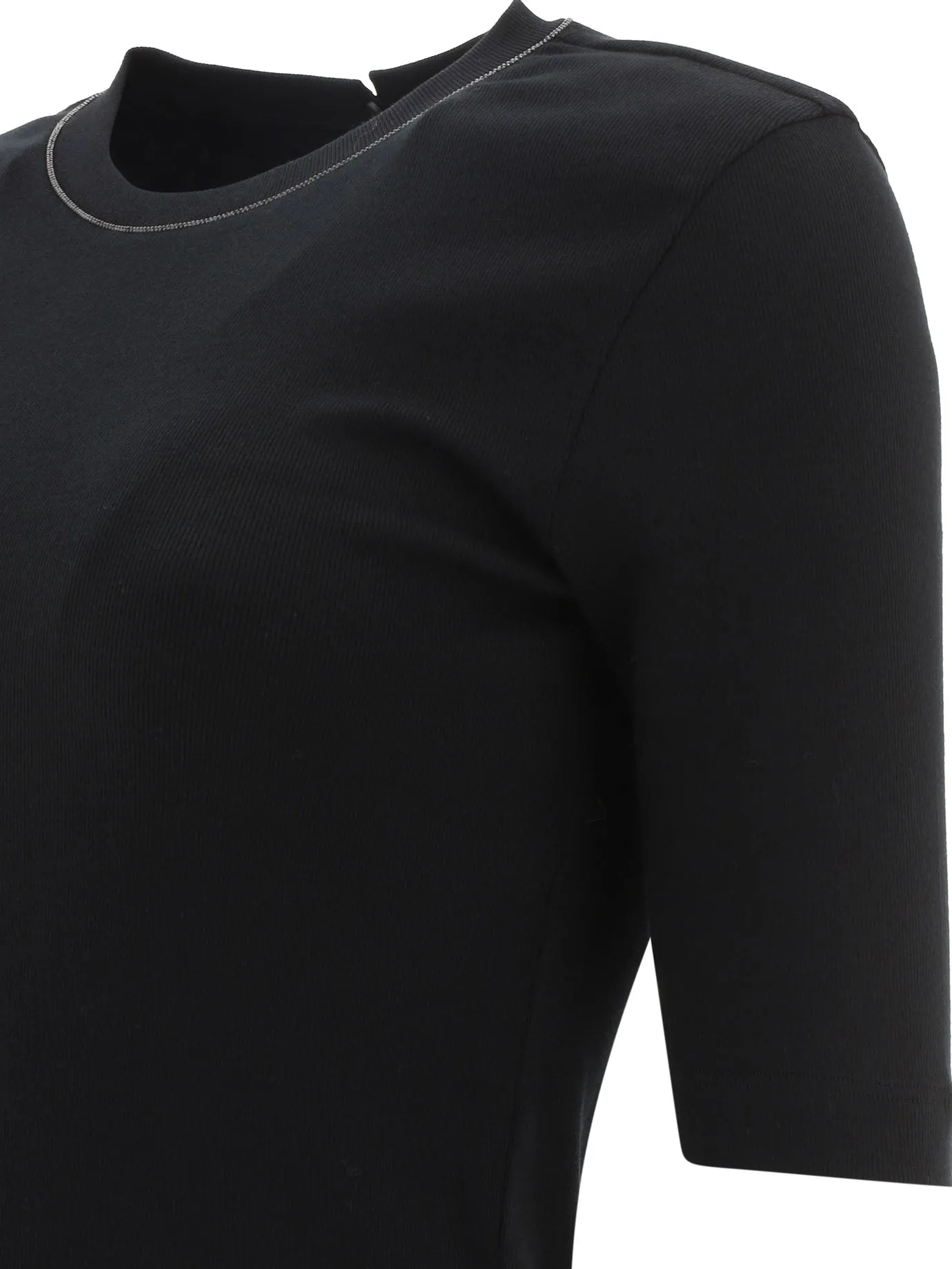 "SHINY COLLAR" RIBBED T-SHIRT