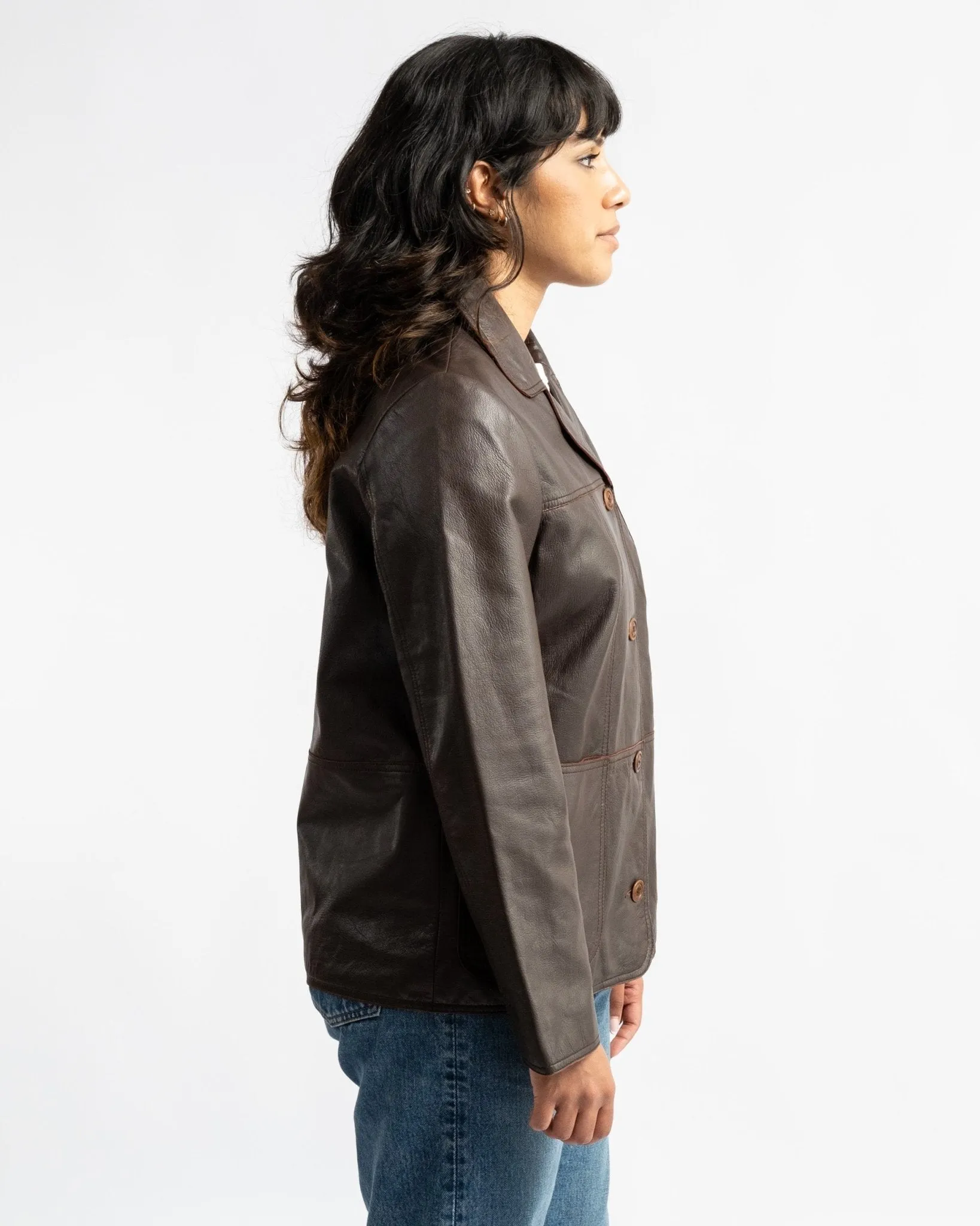 Saga Leather Blazer Dark Brown