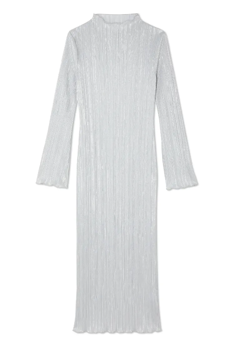 Silver Plisse Sophia Dress