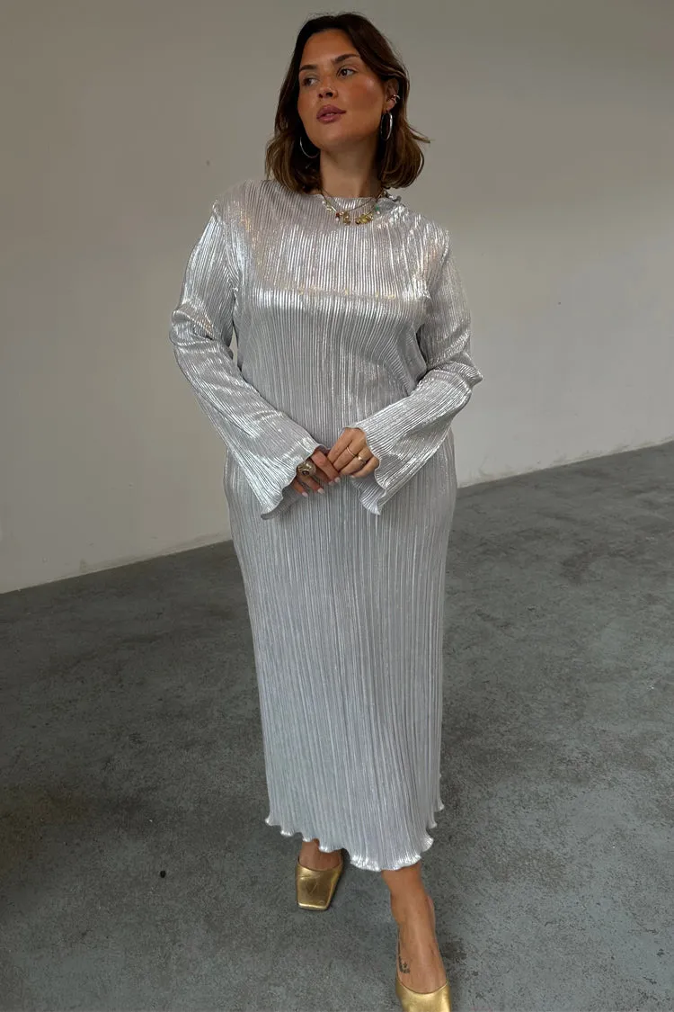 Silver Plisse Sophia Dress