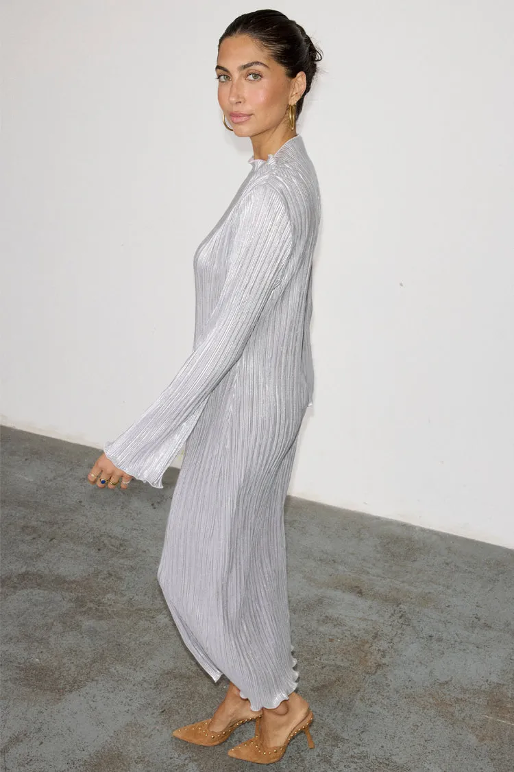 Silver Plisse Sophia Dress
