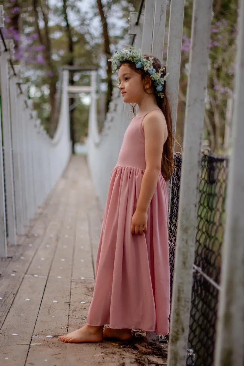 Sofia Dusty Pink French Chiffon Dress