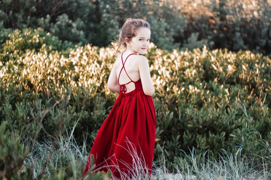 Sofia French Chiffon Burgundy Girls Dress