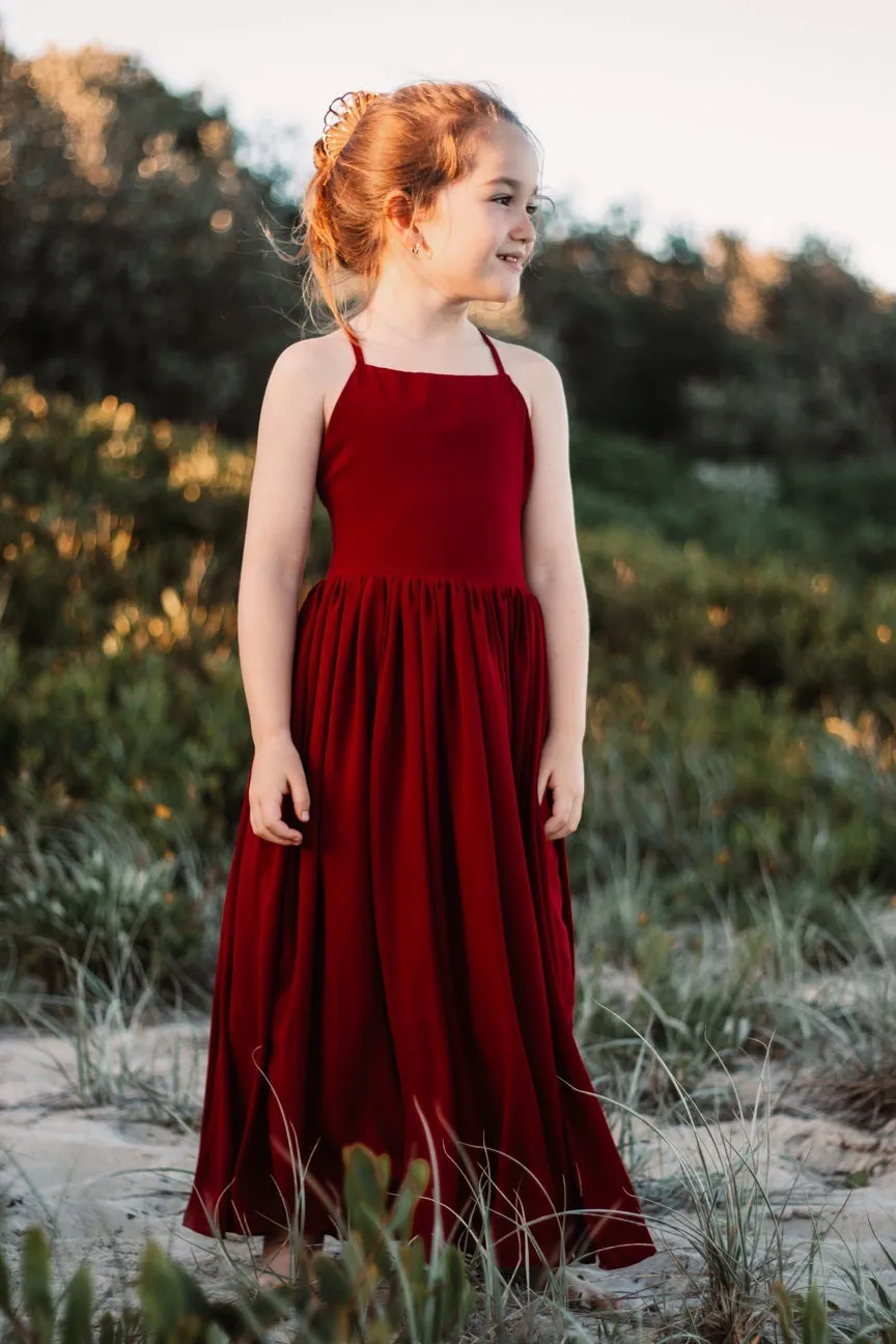 Sofia French Chiffon Burgundy Girls Dress