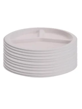 Sugarcane Plates with 3 Compartment's - 16 Pieces