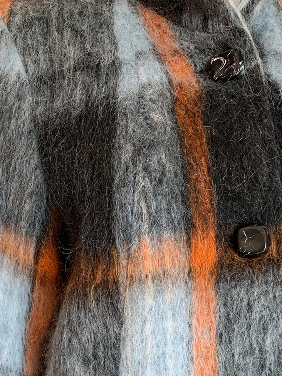 Surprise Sale! Brushed Plaid Tuxedo-collar Woolly Overcoat