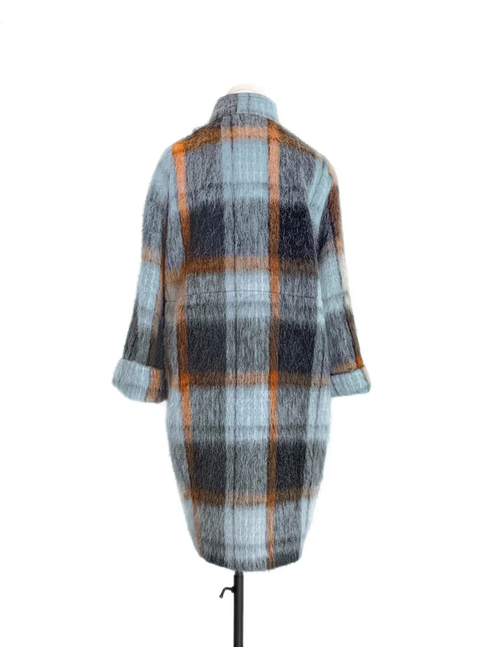 Surprise Sale! Brushed Plaid Tuxedo-collar Woolly Overcoat